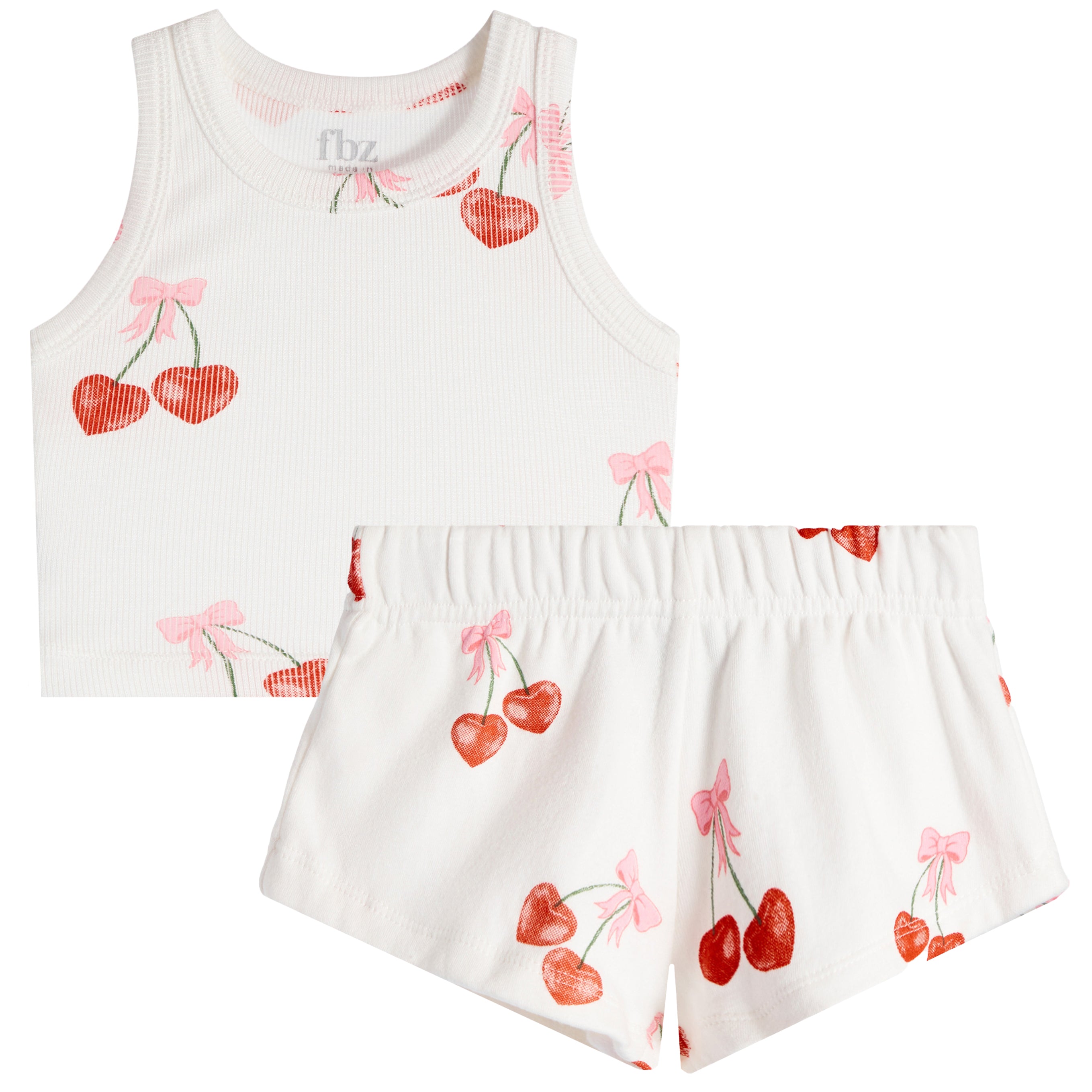 2pc Tank & Short Set Cherry Hearts - Denny's