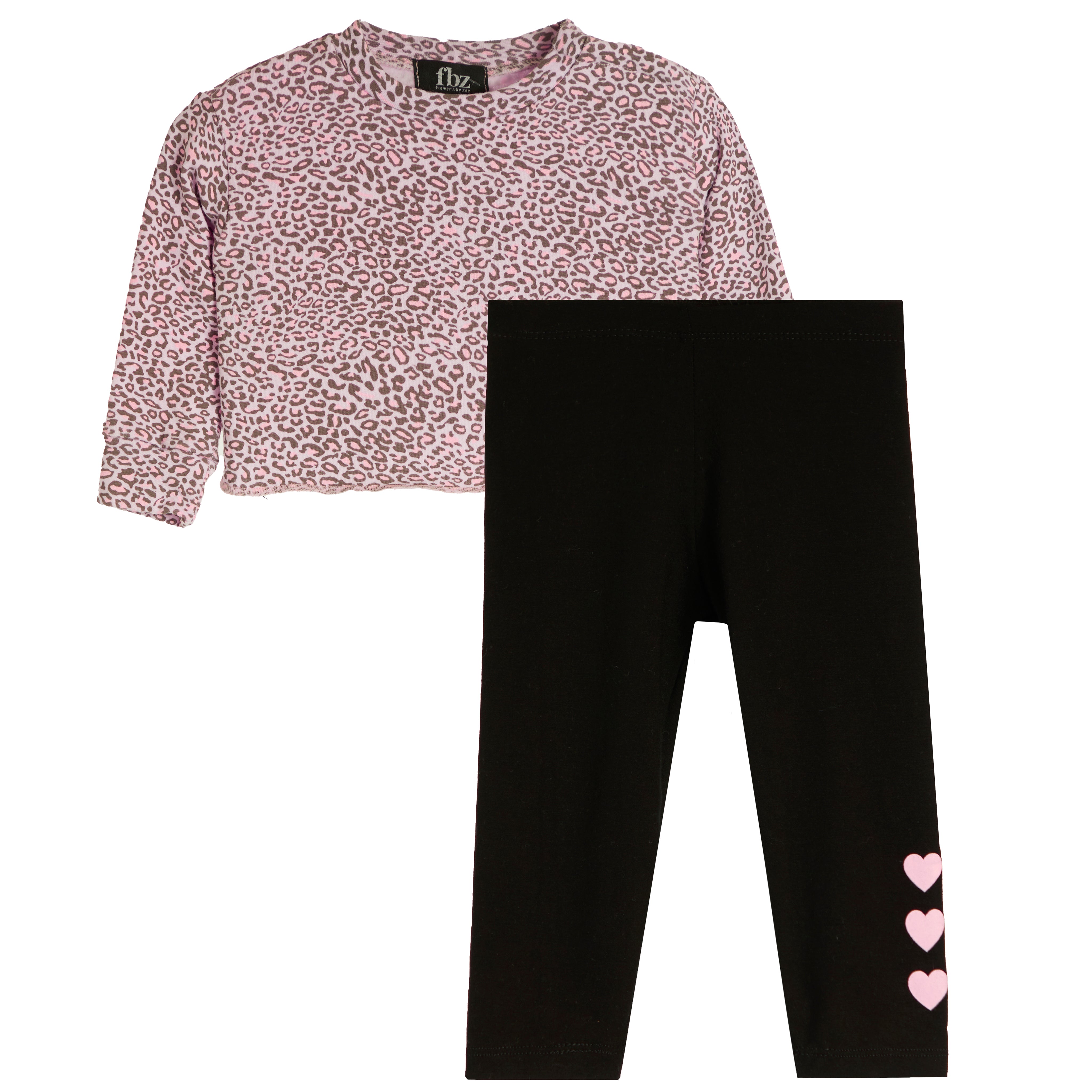 2pc Leopard & Hearts Legging Set - Denny's
