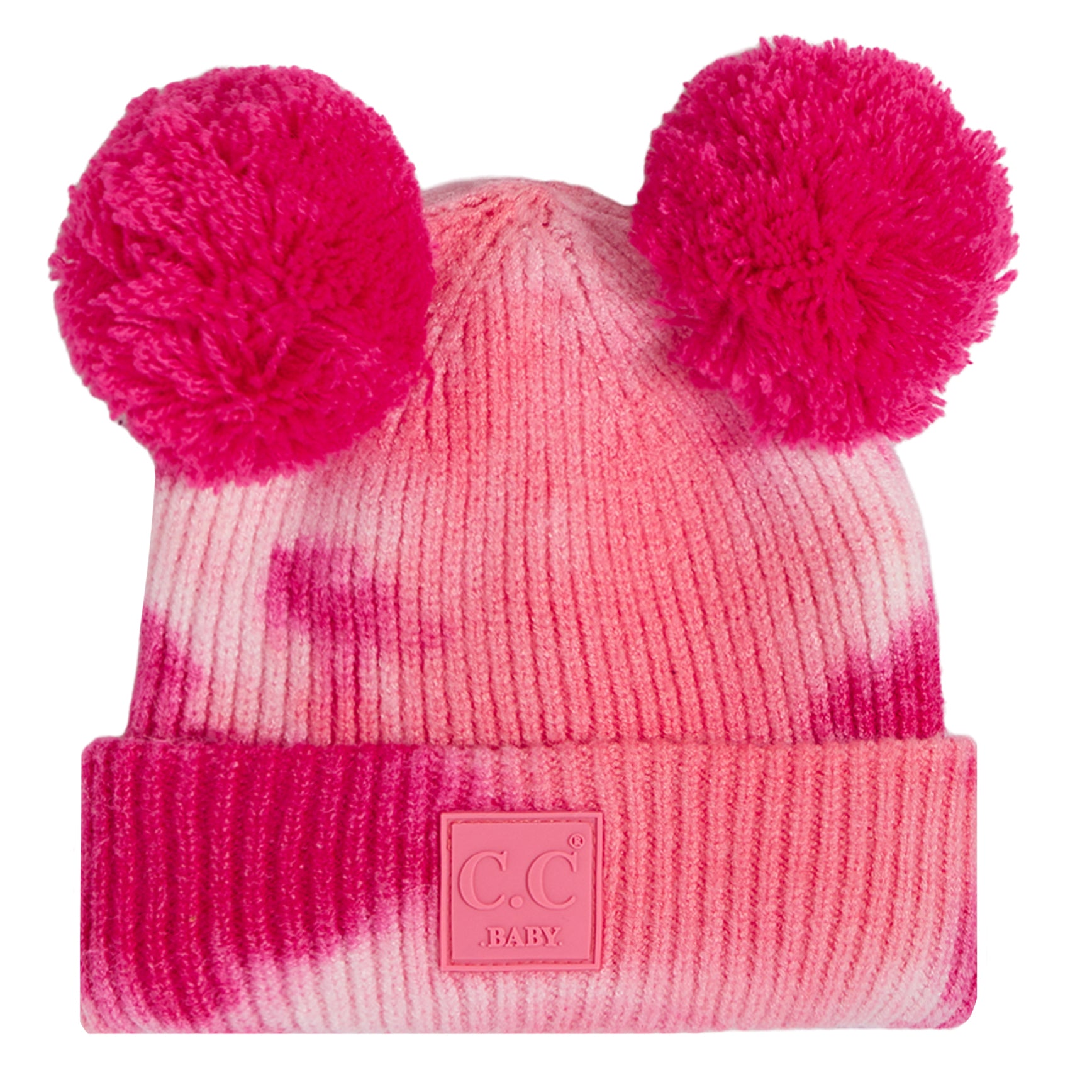 Double Pom Tie Dye Beanie Fuschia Pink - Denny's