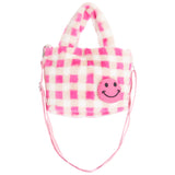 Smiley Checker Fur Tote - Denny's