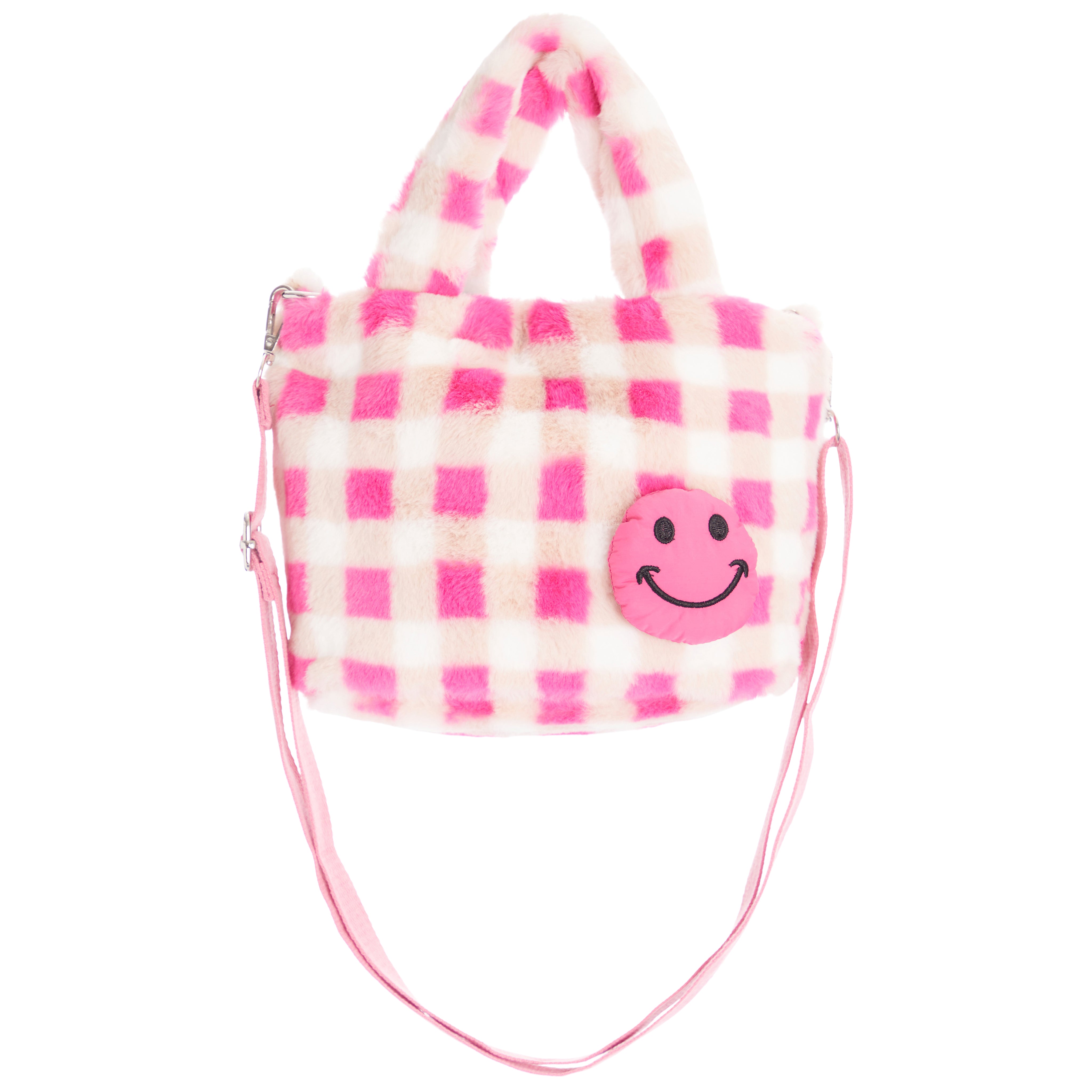 Smiley Checker Fur Tote - Denny's