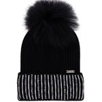Embellished Cuff Fur Pom Hat - Denny's