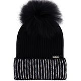 Embellished Cuff Fur Pom Hat - Denny's