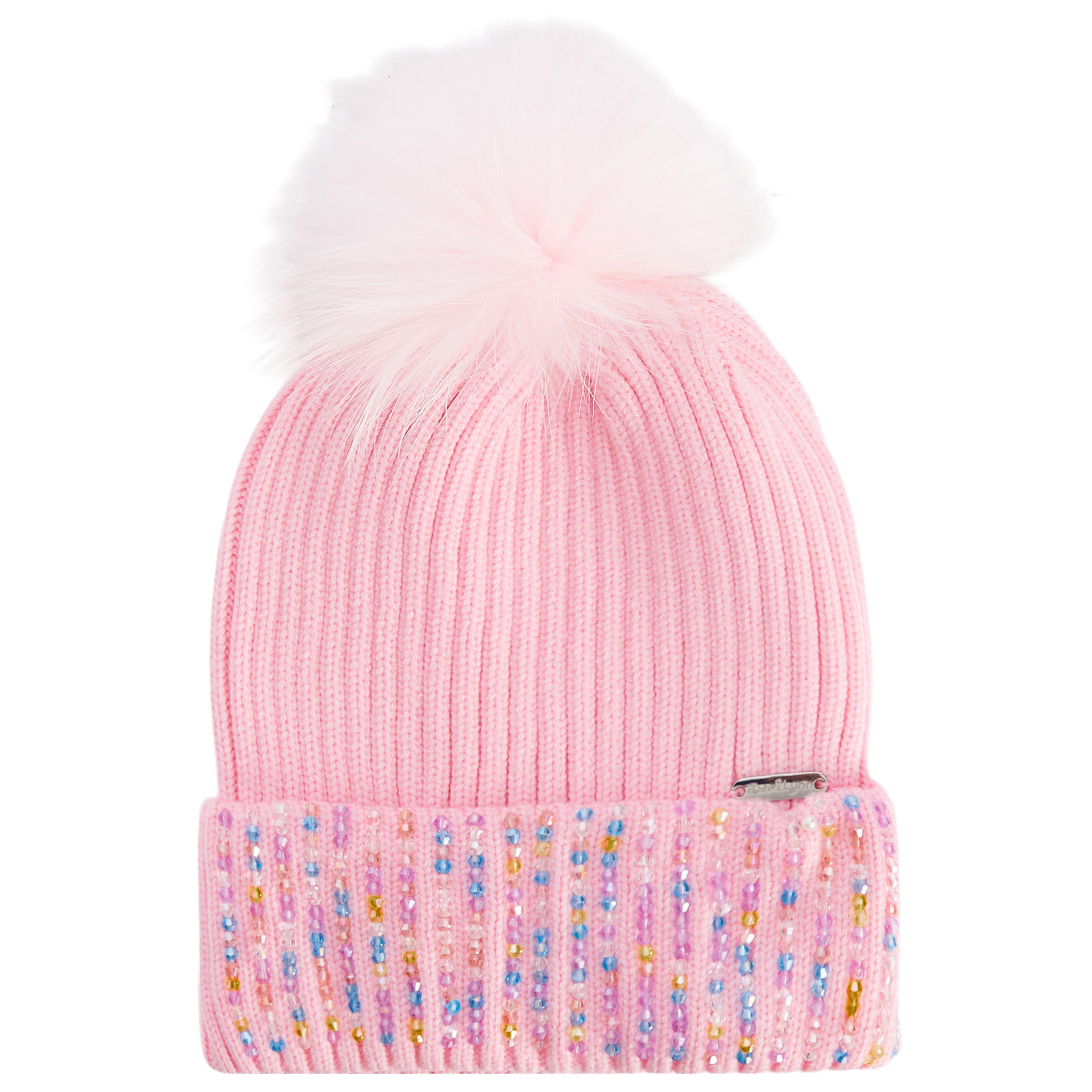 Embellished Cuff Fur Pom Hat - Denny's