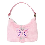 Butterfly Faux Fur Buckle Mini Hobo - Denny's