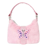 Butterfly Faux Fur Buckle Mini Hobo - Denny's