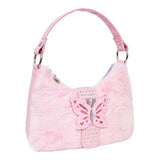 Butterfly Faux Fur Buckle Mini Hobo - Denny's