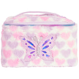 Butterfly Hearts Print Faux Fur Train Case - Denny's
