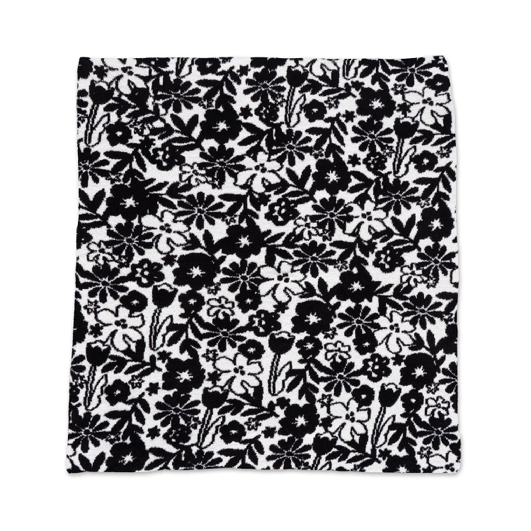 Black floral pattern on a white background