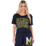 Michigan Block Font Off Shoulder Tee - Denny's