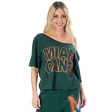 Miami Block Font Off Shoulder Tee - Denny's
