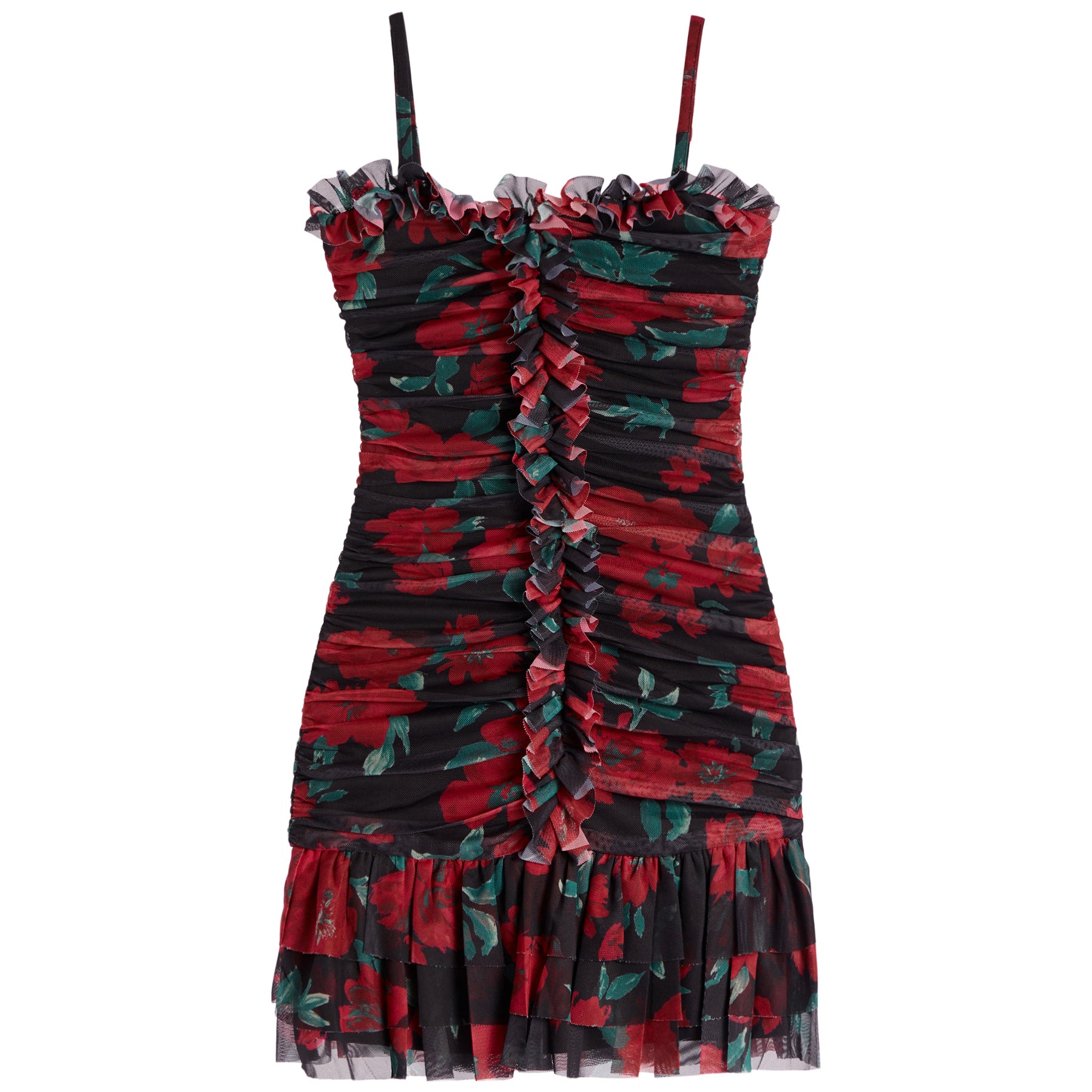 Bobbi Floral Shirred Ruffle Dress - Denny's