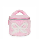 Bow Faux Fur Round Train Case