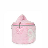 Bow Faux Fur Round Train Case