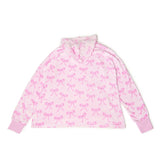 Striped Bow Printed Oversized Hoodie