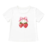Strawberry Bow Boxy Baby Tee