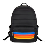 Black Puffer Retro Stripe Backpack - Denny's