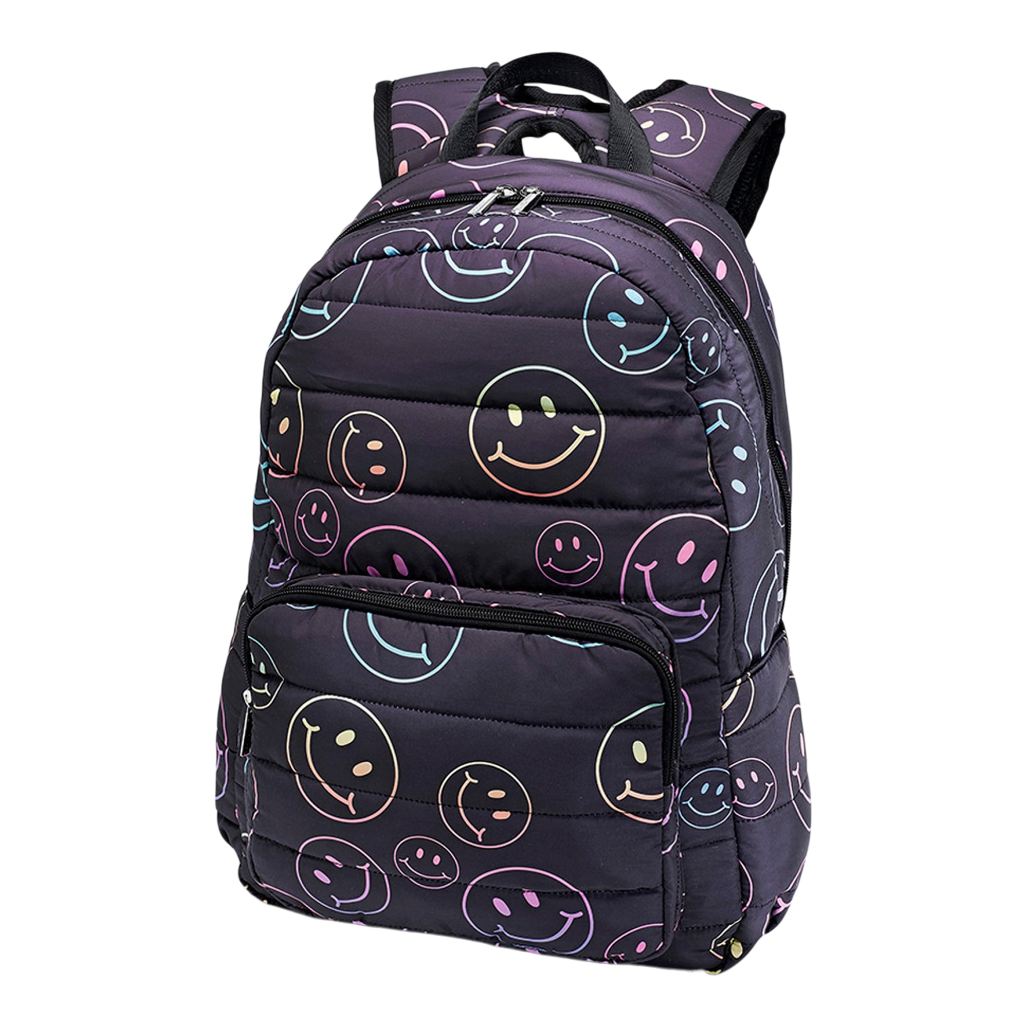 Black Smiley Puffer Backpack