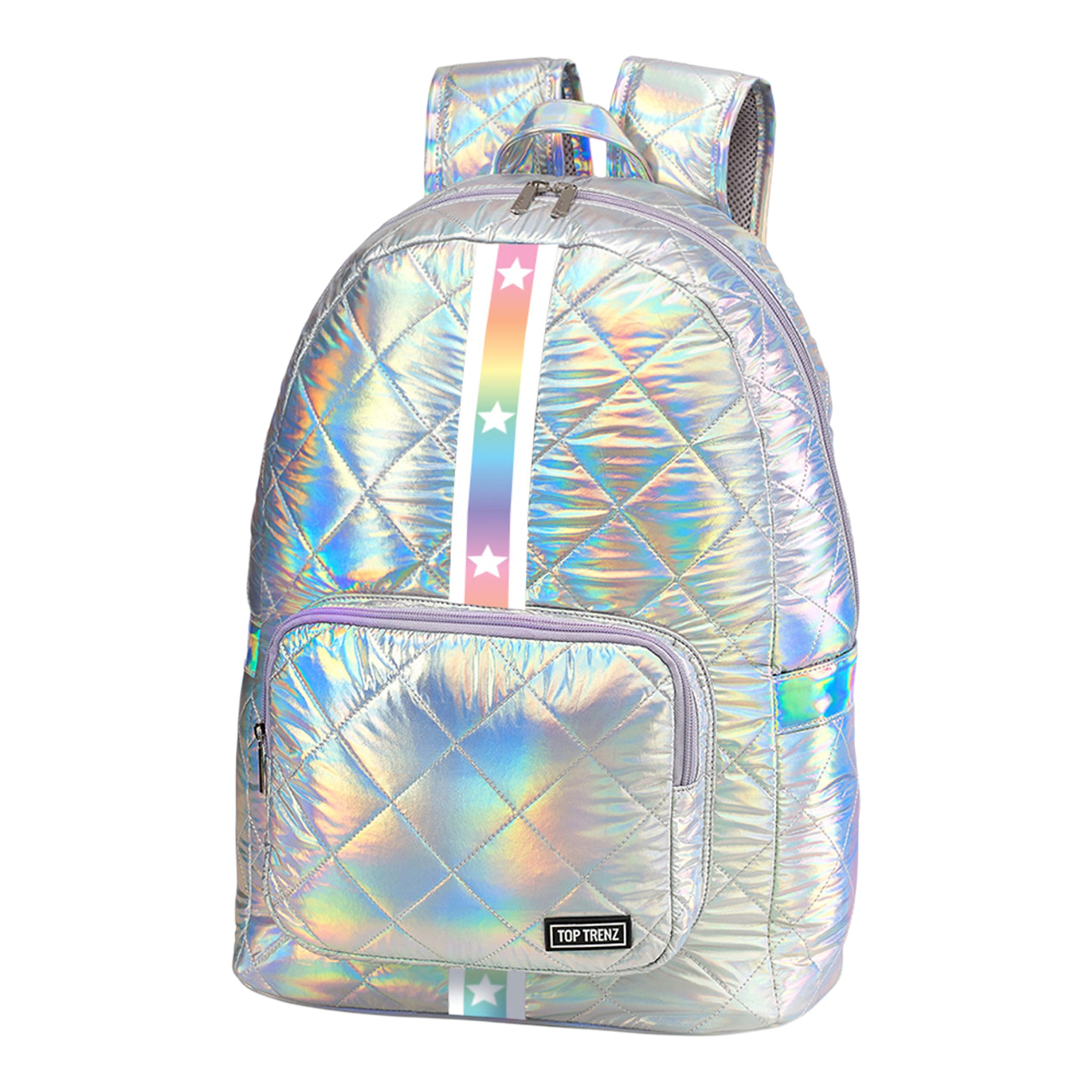 Iridescent Diamond Stitch Gradient Star Puffer Backpack - Denny's