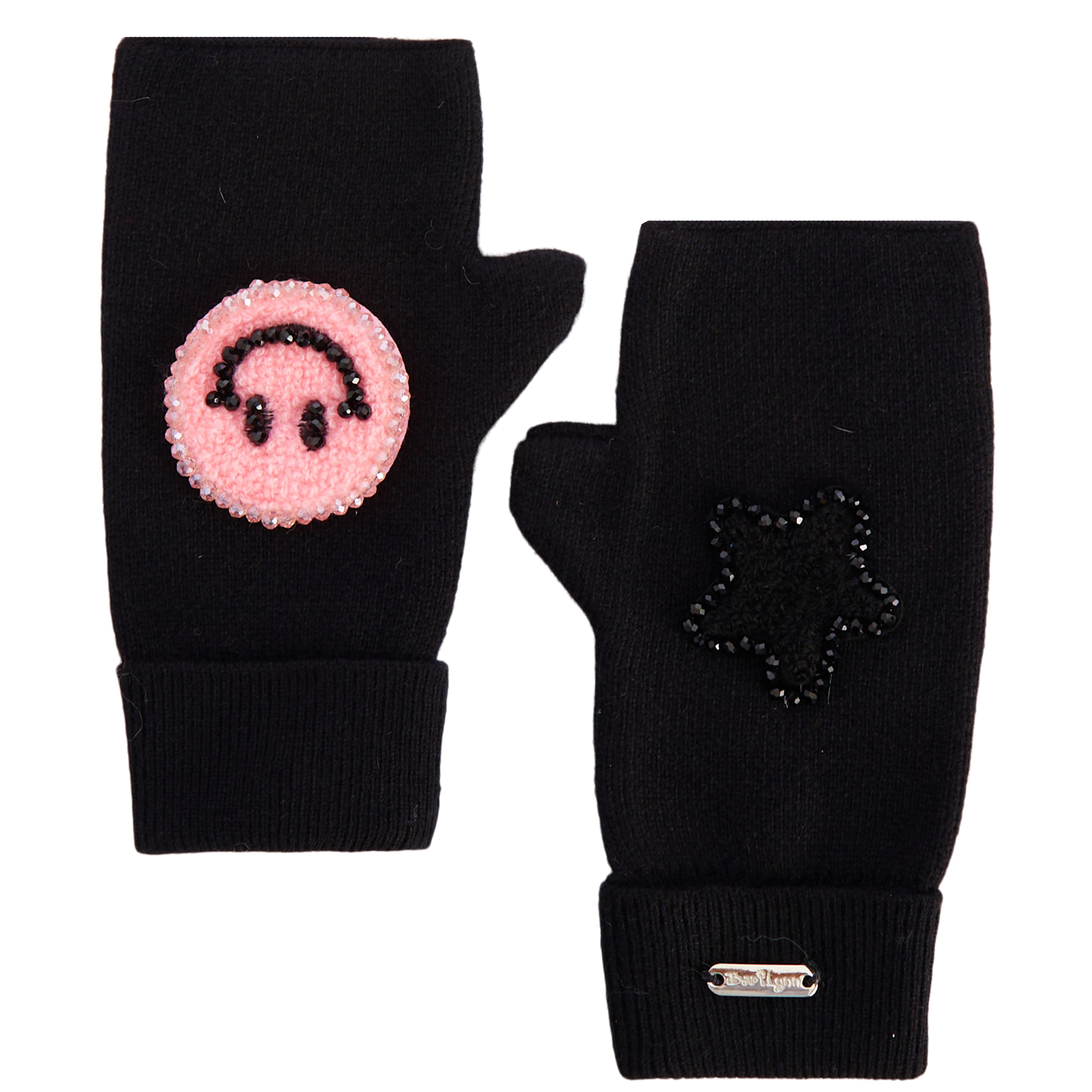 Pink Smiley Patch Fingerless Glove - Denny's