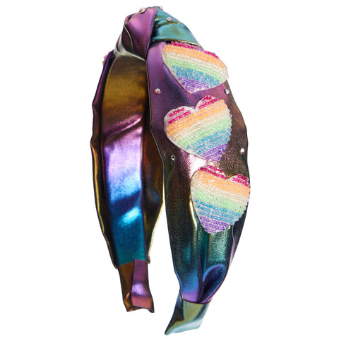 Rainbow Beaded Heart Headband - Denny's