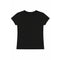 A black short-sleeve crewneck t-shirt displayed flat against a solid white background.