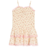 Floral Smock Dress With Pink Lace