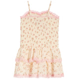 Floral Smock Dress With Pink Lace