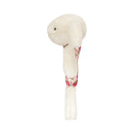 Plush blossom creme bunny berry ring rattle on a white background