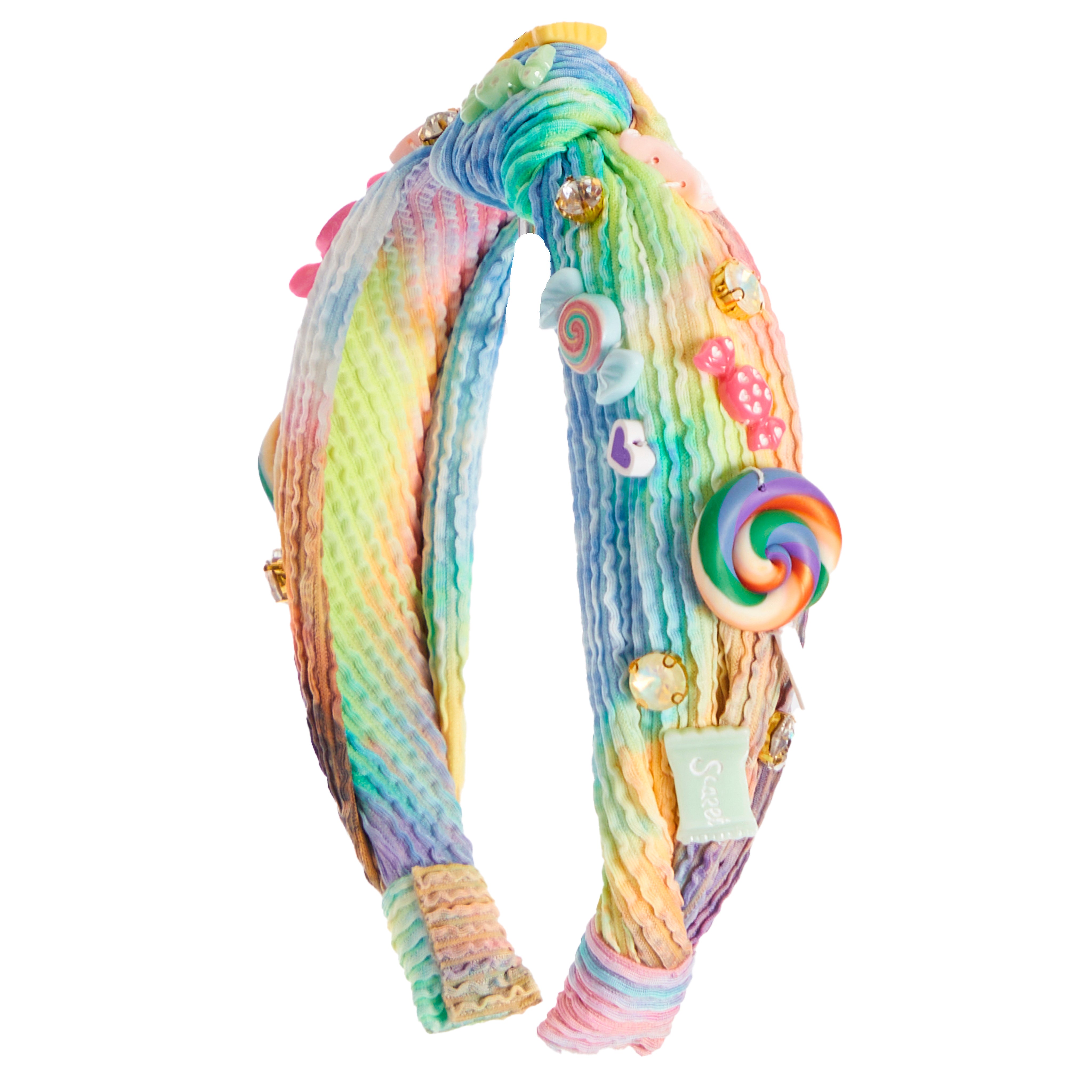 Neon Tie Dye Candy Charm Knot Headband
