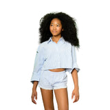 Caprice Stripe Short With Lace Trim