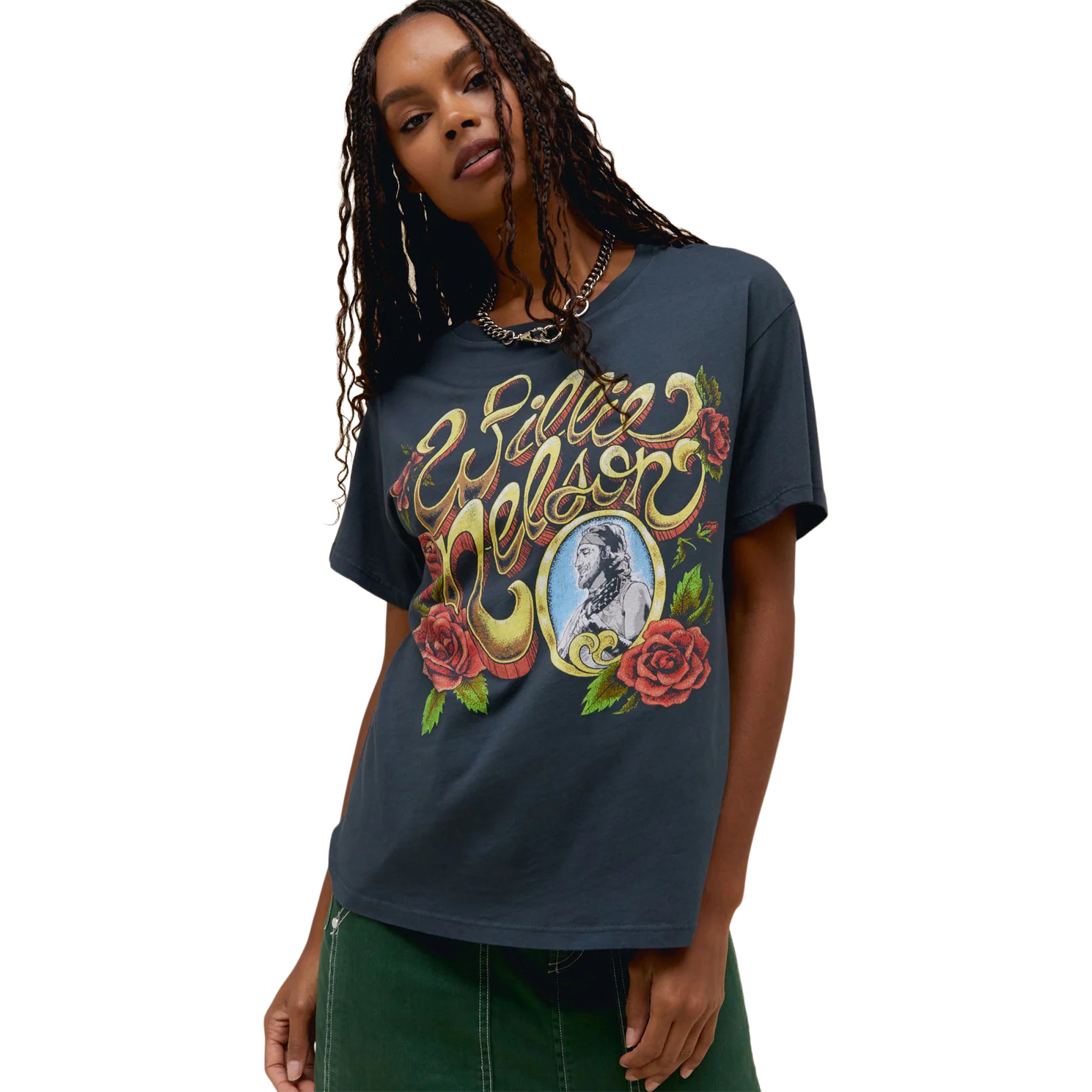 WIllie Nelson Rose Fame Boyfriend Tee - Denny's