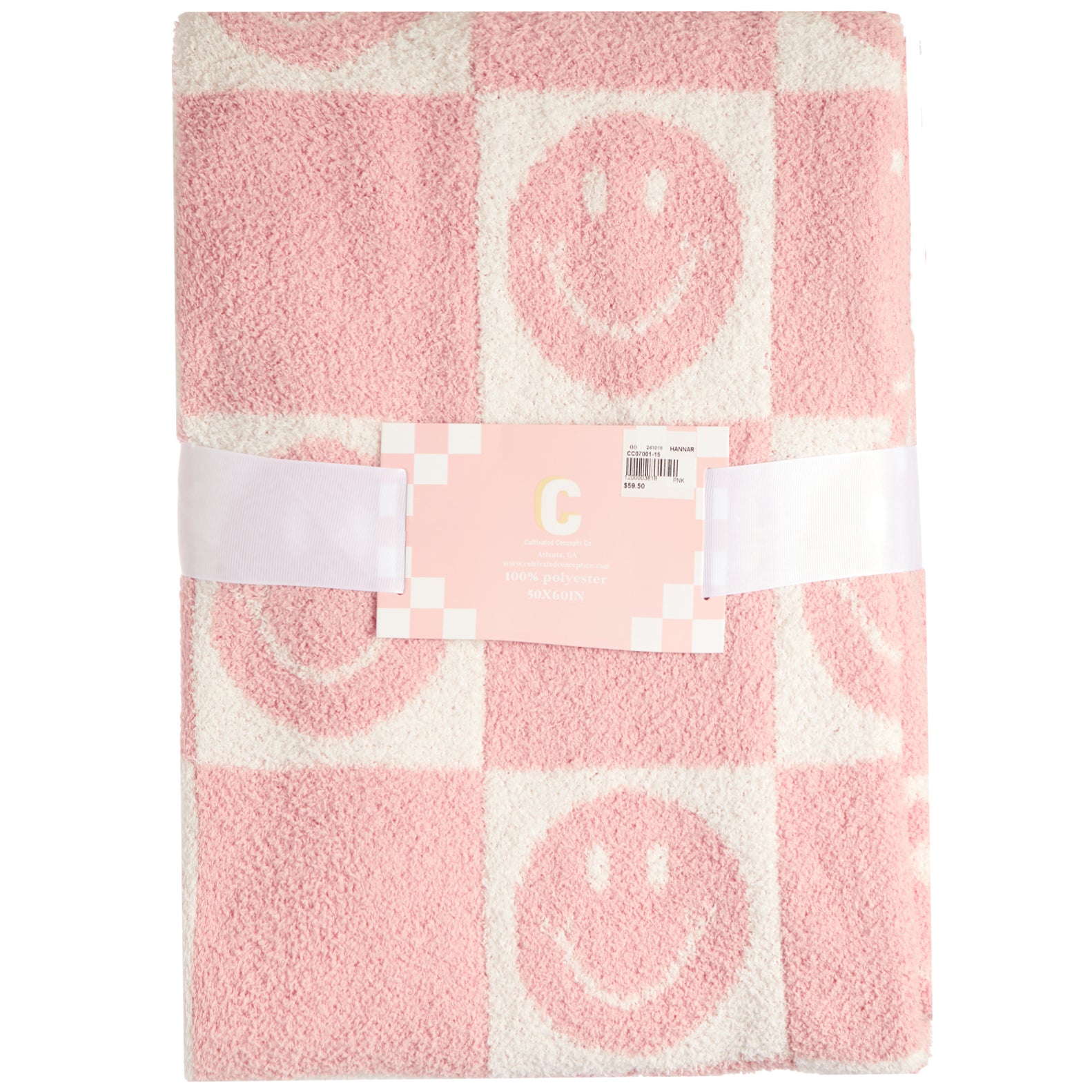 Checker Pink Smiley Blanket - Denny's