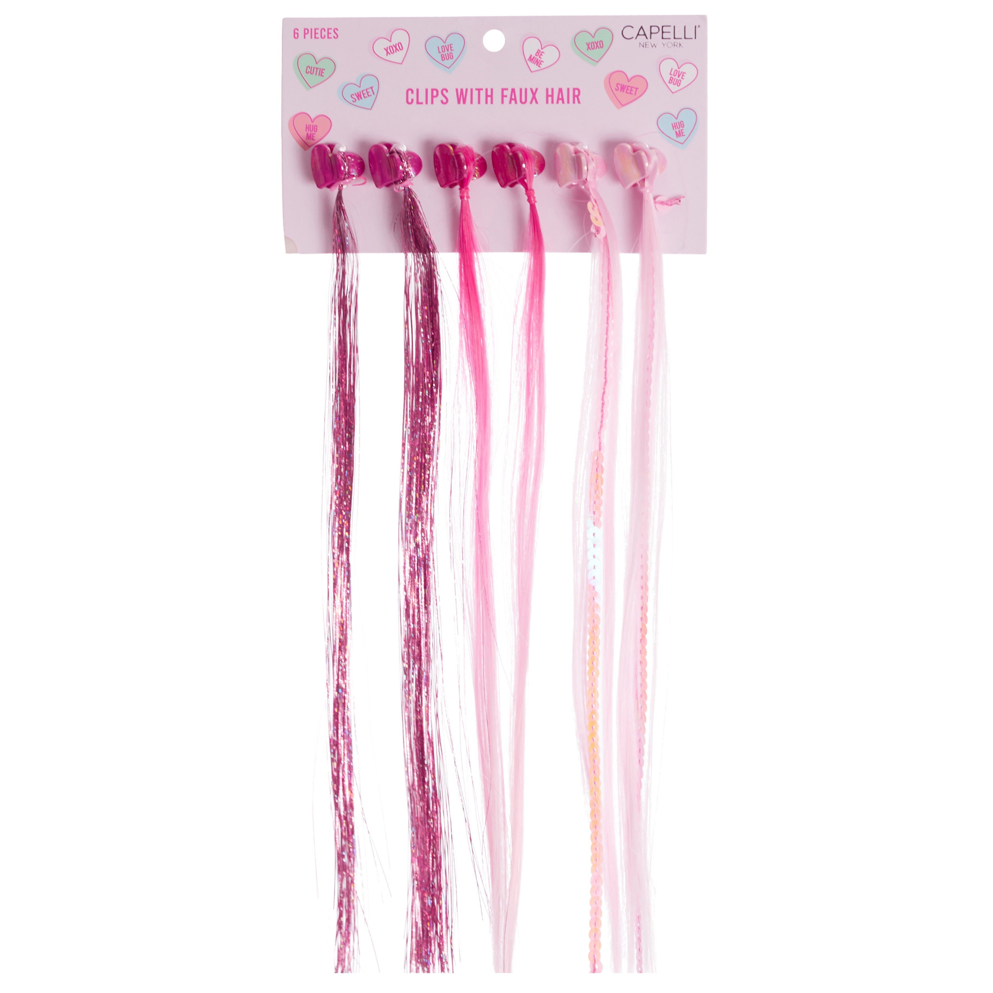 6 Pc Heart Clip Hair Extensions - Denny's