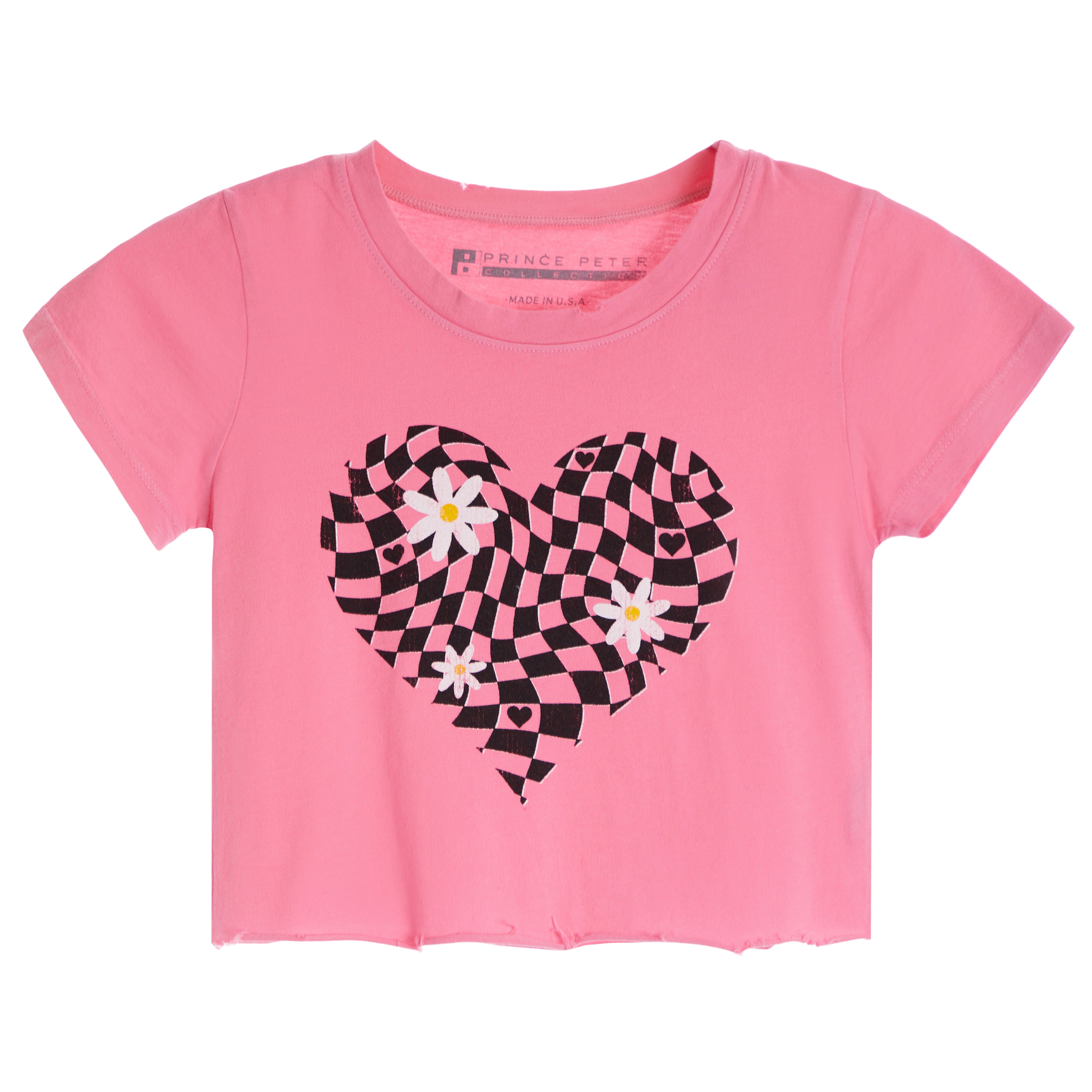 Checkered Daisy Heart Crop Tee - Denny's