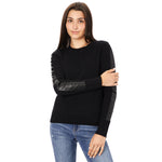 Khloe Leather Stripe Sleeve Sweater - Denny's