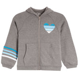 Zip Jacket With Multi Blue Stripes And Heart