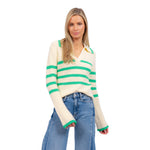 Clementine Stripe Polo Sweater - Denny's