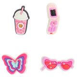 4PK Charms Butterfly, Phone, Glasses & Drink Shoe Charms - Denny's
