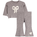 2pc Chenille Bow Hacci Ruffle Set