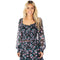 Chloe Black Floral Sheer Sleeve Top - Denny's