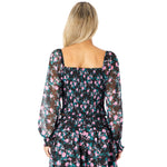 Chloe Black Floral Sheer Sleeve Top - Denny's