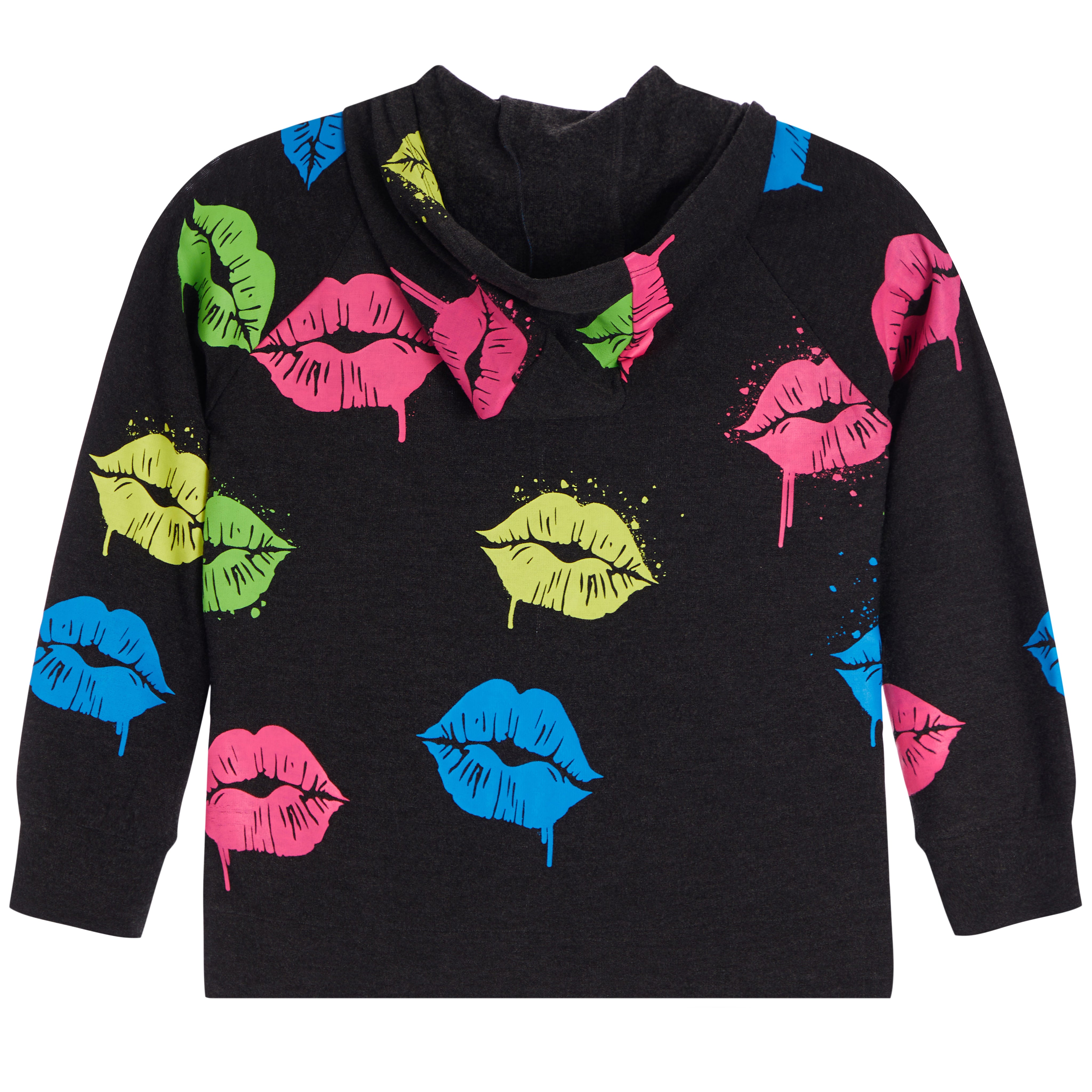 Allover Neon Lip Cozy Knit Zip Jacket - Denny's