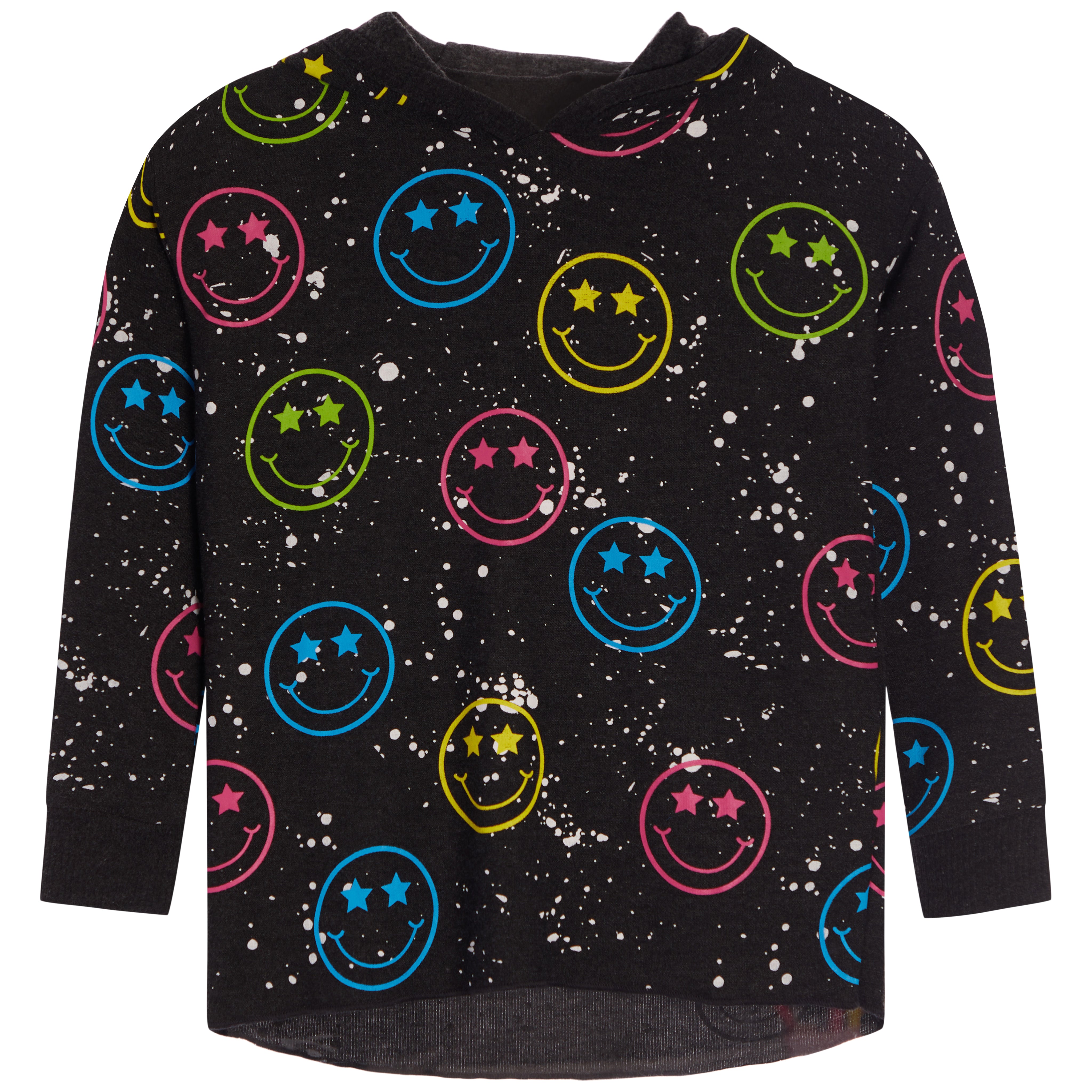 Allover Neon Smiley Face Hoody - Denny's