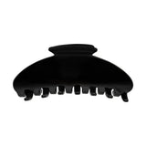 A glossy black hair claw clip shown from the side against a plain white background.