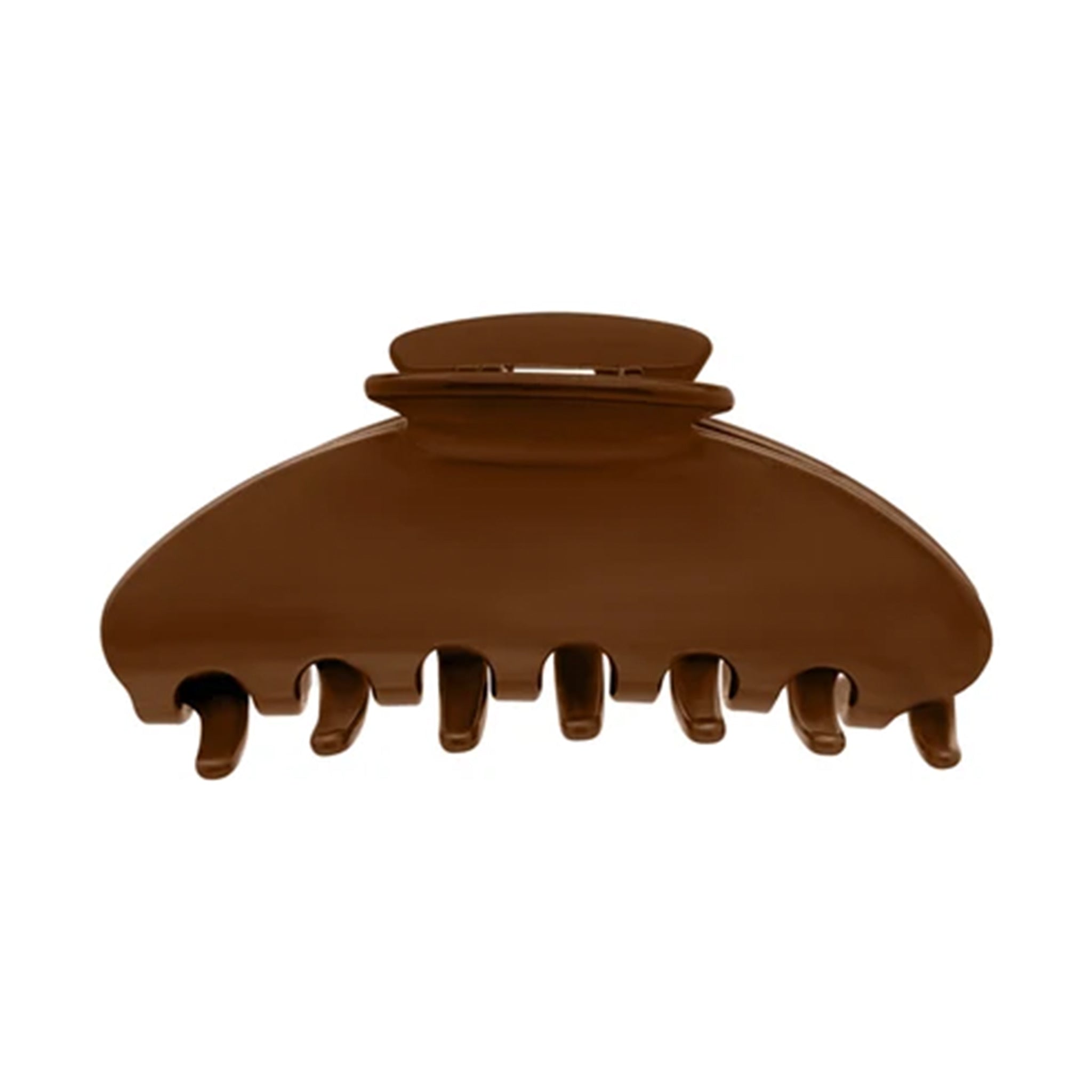 A single brown hair claw clip shown against a plain white background.