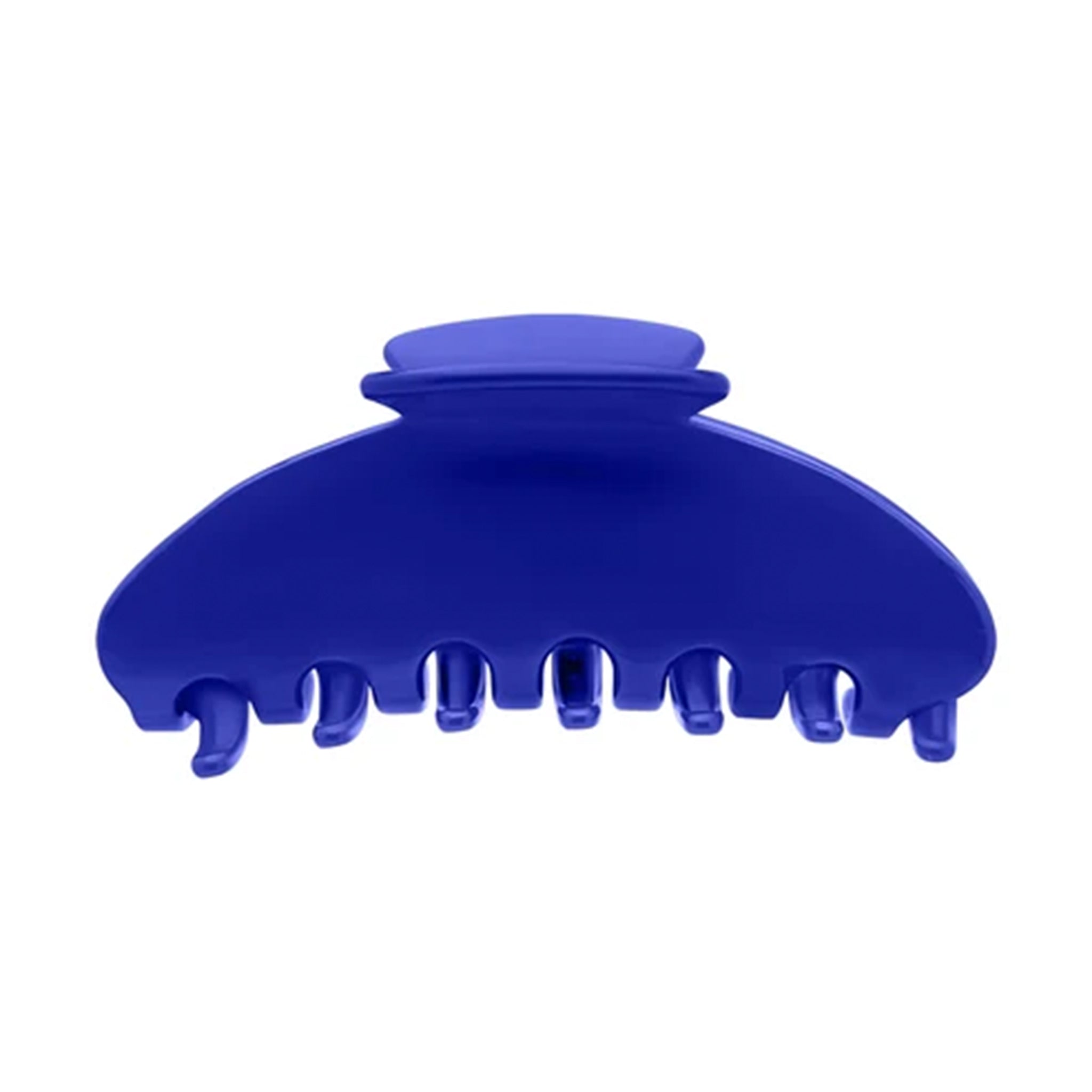 A single royal blue hair claw clip shown from the front on a plain white background.