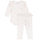 2pc Bow On Onesies Set Bow Bodysuit/Bow Pant