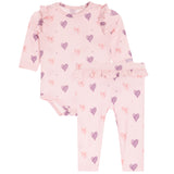 2pc Heart Onesies Set Heart Bodysuit/Heart Pant