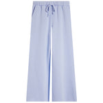 Light blue wide-leg pants with an elastic waistband and drawstring, shown flat against a white background.